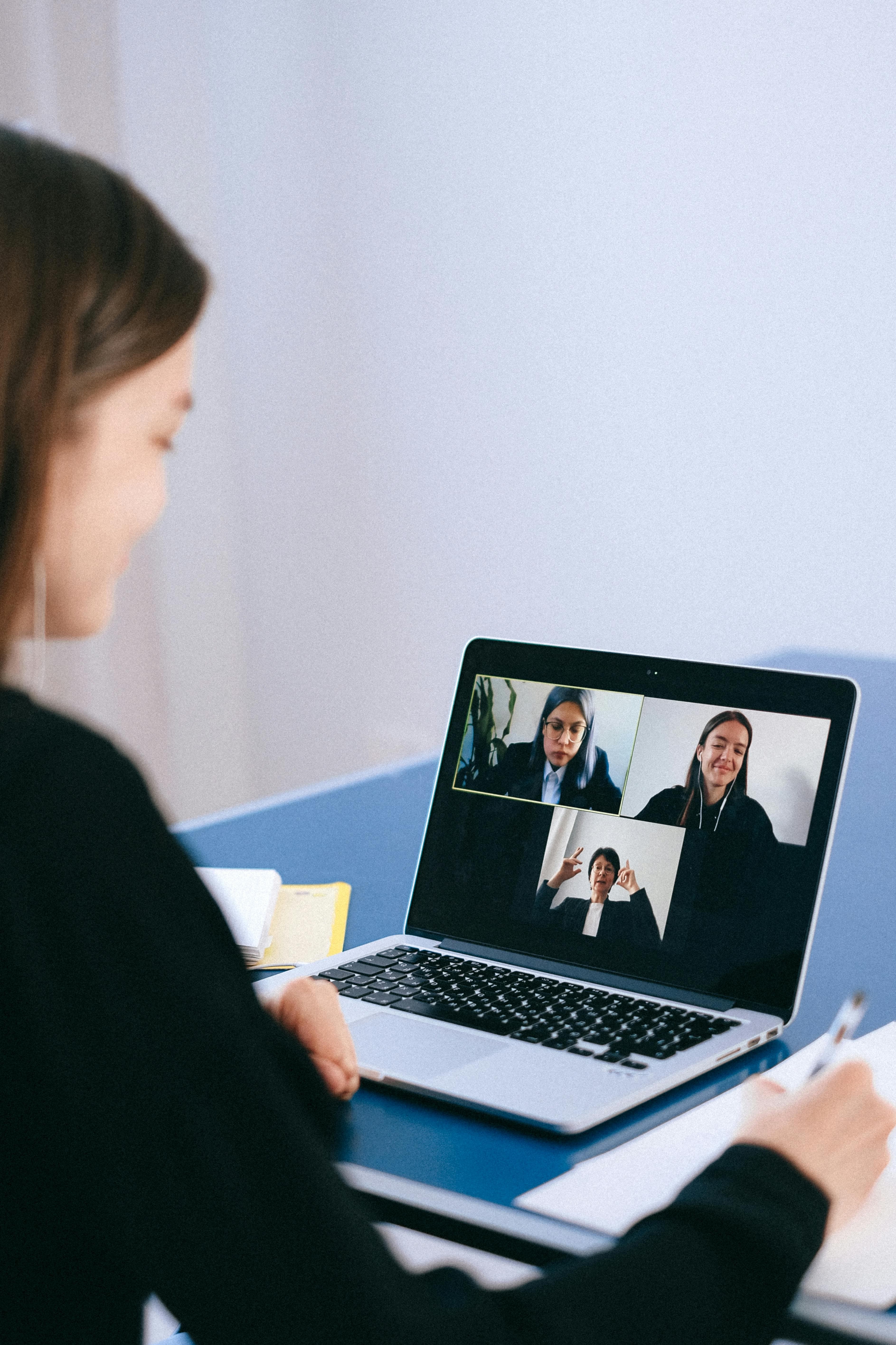 Professional remote meeting on a laptop