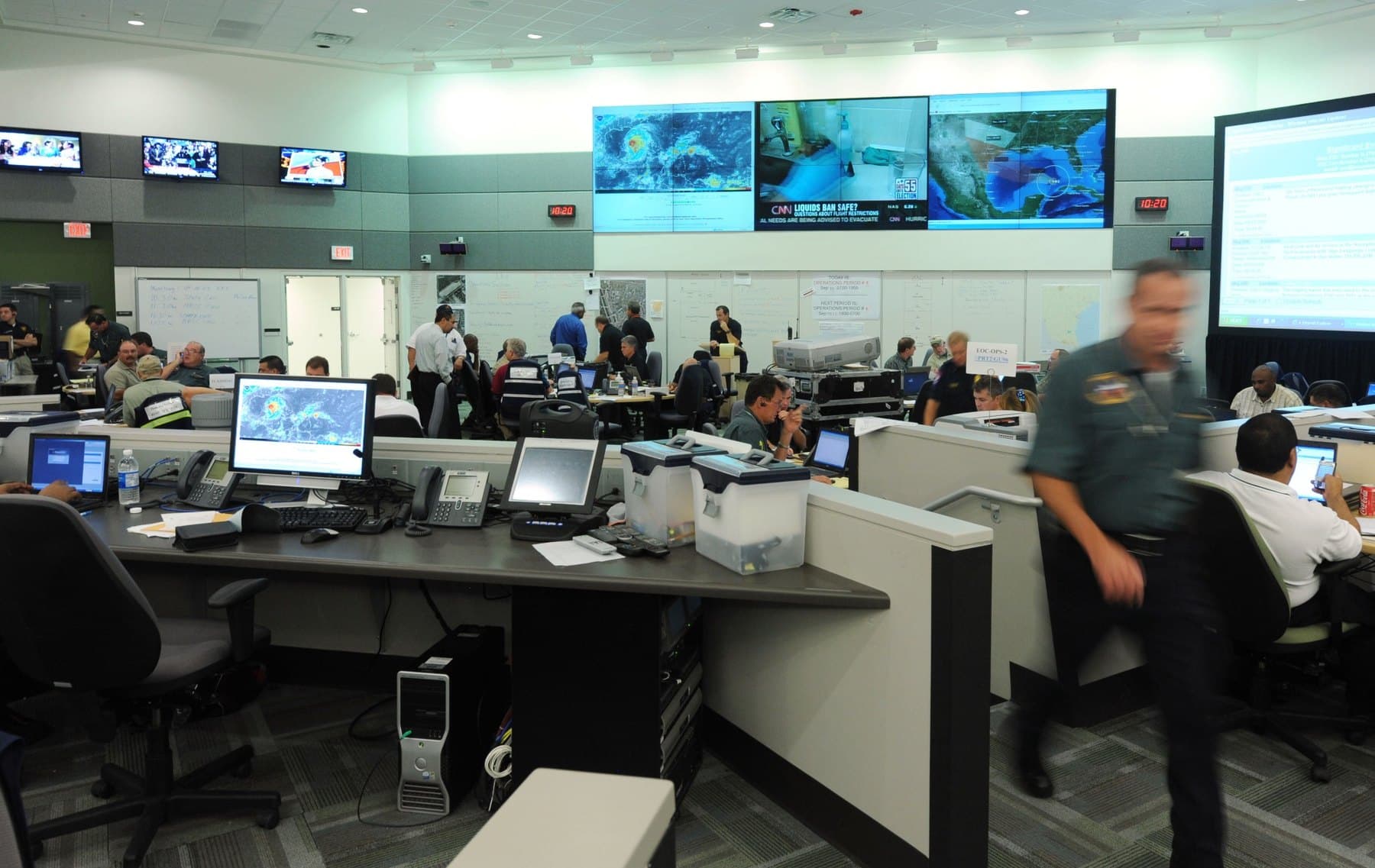 Emergency operations center with public safety coordination displays